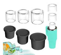 Ice Cube Maker with Lid for 20-40oz Tumbler, Silicon Ice Cube Tray for Stanley Cup, for Freezer, Ice Drink, Juice, Whiskey (Black 3PCS)