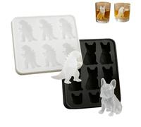 Ice Cube Mold, 3D Dog Silicone Tray, French Bulldog Shape, for Whiskey Cocktail Drinks, Cute Puppy Ice Maker, for Summer Beverages DIY, Kitchen Use (2pcs Style A&B)