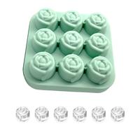 Ice Cube Mold, 9 Cavity Silicone Rose Ice Ball Maker, Rose Ice Cube Tray for Chilled Cocktails Whiskey Bourbon & Homemade Juice (GN)