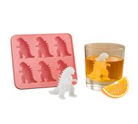 Ice Cube Mold, Dinosaur Ice Cube Mold,Freezer Safe Ice Cube Maker for Summer Drinks,6 Cavity Dino Shaped Ice Cube Tray for Party & Cocktail, Easy Fill & Release (Pink)