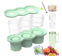 Ice Cube Mold for Stanley Cup, Silicone Stanley Ice Mold Cube Mold with Lid and Bin, Stanley Ice Mold for Tumbler Freezer Chilling Whiskey, Cocktails, Stanley Cup 40 oz Accessories (Green)