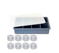 Ice Cube Mold Ice Cube Tray Big Mold Silicone Square Maker Cream Tools 8 Grid Kitchen Accessories(Blue)