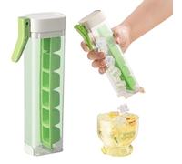 Ice Cube Mold, Single Hand Press Ice Cubes Tray Mold with Handle, 6 Square Flexible Freeze Mould with Easy Release for Drinks Cocktails Juice Whiskey (Green)