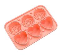 Ice Cube Molds,2 in 1 Silicone Rose and Heart Shaped ICES Cube Tray for DIY Ice Trays Whiskey,Cocktails,Champagne,Juice Beverages