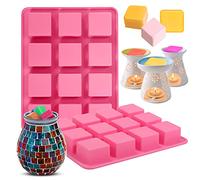 Ice Cube Molds 2 pack, Mity rain Ice Trays for Freezer, Easy-Release Silicone Whiskey 12 Cavities Ice Maker Tray, Square Stackable Ice Cube Tray Molds for freezer Cocktails or Bourbon - Reusable
