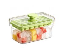 Ice Cube Molds for Freezer | with Lid and Collection Bin Reusable Easy Release Stackable | Ice Container with Scoop - for Whiskey Cocktail Beer Coffee Juice Summer Party Home