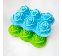Ice Cube Molds Trays KANGRUI 2pack 6 Cavity Silicone Rose Ice Ball Maker Easy Release Large Ice Cube Form for Chilled Cocktails, Whiskey Bourbon & Homemade Juice (Blue Green)