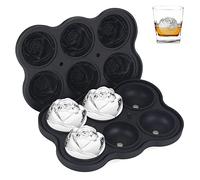Ice Cube Molds Trays,KANGRUI 6 Cavity Silicone Rose Ice Ball Maker, Easy Release Large Ice Cube Form for Chilled Cocktails, Whiskey, Bourbon & Homemade Juice (blanck)