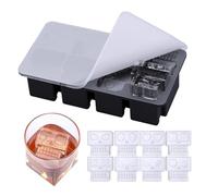 Ice Cube Moulds 3D Skull ICES Cubes Tray Easy Release Silicone with Lid for Cocktails Whiskey Gifts (8 grids)