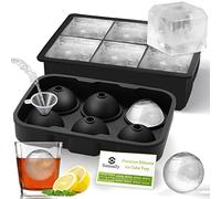 Ice Cube Moulds & Trays Set,Round Silicone Sphere Giant Ice Ball Maker with Lid,Large Square Ice Cube Tray for Freezer,Prefect for Whiskey,Cocktails,Gin & Drinks Ice Cool,Reusable & BPA Free