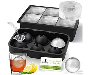 Ice Cube Moulds & Trays Set,Round Silicone Sphere Giant Ice Ball Maker with Lid,Large Square Ice Cube Tray for Freezer,Prefect for Whiskey,Cocktails,Gin & Drinks Ice Cool,Reusable & BPA Free
