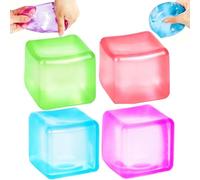 Ice Cube Squishy Fidget Toys, 4Pcs Doh Cube Stress Balls Squeeze Toys for Kids Adults, Square Stress Relief Sensory Hand Exercise Squishies Sugar Ball Toy Gifts