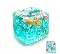 Ice Cube Stress Ball Fidget Toy,Ocean Shells Nice, With Seashells And Stars, Premium TPR Stress Relief Cube ,for Adults Teens Classroom Prizes(1pc)