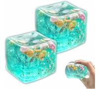 Ice Cube Stress Ball Fidget Toy, Slow Rise Squi-shy Cube, Ocean Shells Inside Sensory Stress Relief Toy for Adults Teens Classroom Prizes, Workplace Study Stress-Relief Toys