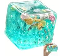 Ice Cube Stress Ball Fidget Toy, Soft Slow Rebound Ice Cube Ocean Shells squishies Toy, Ocean Shells Inside Sensory Stress Relief Toys for Adults Anxiety Relief (4.5*4.5cm)