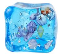Ice Cube Stress Ball, Soft Clear Sensory Fidget Toy for Kids & Adults Ocean-Themed Squish with Shells, Fish & Stars for Home/Office/School/Travel, Blue, Ice Cube Fidget, Stress Ball