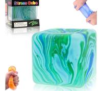 Ice Cube Stress Relief Squishy Fidget Toys,Soft Cube Sensory Fidget Toy for Kids Adults Swirled Colour Pattern Fidgets Novelty Gifts (GN)