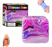 Ice Cube Stress Relief Squishy Fidget Toys,Soft Cube Sensory Fidget Toy for Kids Adults Swirled Colour Pattern Fidgets Novelty Gifts (PP)