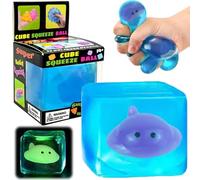 Ice Cube Stress Relief Squishy Fidget Toys,Soft Cube Sensory Fidget Toy for Kids Adults Swirled Colour Pattern Fidgets Novelty Gifts (A)