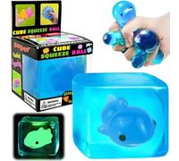 Ice Cube Stress Relief Squishy Fidget Toys,Soft Cube Sensory Fidget Toy for Kids Adults Swirled Colour Pattern Fidgets Novelty Gifts (BU1)