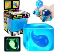 Ice Cube Stress Relief Squishy Fidget Toys,Soft Cube Sensory Fidget Toy for Kids Adults Swirled Colour Pattern Fidgets Novelty Gifts (D)