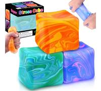 Ice Cube Stress Relief Squishy Fidget Toys,Soft Cube Sensory Fidget Toy for Kids Adults Swirled Colour Pattern Fidgets Novelty Gifts (OG)