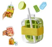 Ice Cube Tray - 2 in 1 Water Bottle Ice Cube Tray with Lid, Ice Cube Bottle for Freezer, Mini Silicone Ice Cube Trays, Small Ice Tray for Coffee, Juice, and Beverages