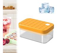 Ice Cube Tray, 2025 New Food Safe Ice Cube Tray, with Non-Spill Lids, Easy to Remove Tray, 28 Pieces Square, Flexible Silicone Ice Cube Moulds for Baby Porridge, Drinks, Fruit, Whiskey (Orange)