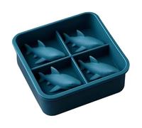 Ice Cube Tray, 3D Shark Shape Ice Moulds, 4 Cavity Non Stick Easy-Release Silicone Molds Ideal for Whiskey, Cocktails and Juice
