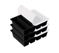 Ice Cube Tray 4 Grid Giant Silicone Ice Cubes Long Strip Square Tray Mold Wine Whiskey Cube Barware Cocktail Tools(Black with Cover 3pc)