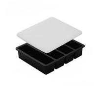 Ice Cube Tray 4 Grid Giant Silicone Ice Cubes Long Strip Square Tray Mold Wine Whiskey Cube Barware Cocktail Tools(Black with Lid)