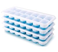 Ice Cube Tray, 4 Pack Silicone Ice Cube Tray with Lid, Easy Release BPA Free Ice Trays for Freezer, Ice Cube Moulds for Whiskey, Cocktails, Drinks(Blue)