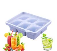 Ice Cube Tray - 6 Compartments Silicone Ice Cube Tray for Fridge - Easy Removal, Push Mechanism, Multifunctional Kitchen Aid for Cocktails, Whisky, Parties and On the Go