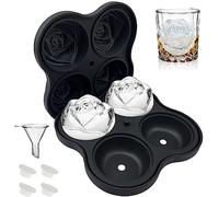 Ice Cube Tray, CAMKYDE 2.5 Inch Rose Ice Cube Trays, 4 Cavity Silicone Rose Ice Ball Maker Mold, Easy Release Large Ice Cube Mold for Whiskey, Chilling Cocktails, Bourbon, Juice (Black)