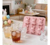 Ice Cube Tray Easter Bunny Silicone Ice Cubes Mould Makes Clear Slow Melting for Whiskey Cocktails and Beverages (20x12cm)