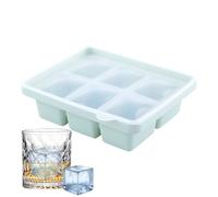 Ice Cube Tray - Easy Release Silicone Ice Cube Tray with Large Capacity, 6 Square Ice Cube Trays, Push to Release, Suitable for Making Cold Drinks, Whiskey Ice Cubes