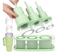 Ice Cube Tray for Stanley Cup, 3 Compartments Thermal Cup Ice Cube Tray, Silicone Ice Cube Tray with Lid and Container, BPA-Free, Ice Cube for 40 oz Tumbler Cups, Ice Drink, Juice, Whiskey (Green)