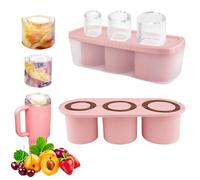 Ice Cube Tray for Stanley Cup 40Oz Tumbler, Stanley Cup ice Mold, Silicone ice Cube Set with lid Making, for Chilling Cocktails, Whiskey, Drinks, Coffee, Easy Fill and Release Ice Make (Pink)