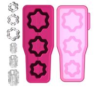 Ice Cube Tray for Stanley Cup,Silicone Ice Cube Molds with Lid and Bin for 20 30 40 oz Tumbler Cup Whiskey, Coffee, Easy Fill and Release Ice Maker (Pink)