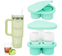 Ice Cube Tray for Stanley Cup, Stanley Cup Ice Mold,Silicone Ice Cube Maker with Lid for 20/30/40 oz Tumbler, Silicone Ice Mold for Chilling Whiskey, Cocktails, Drinks, Coffee,Juice(Green)