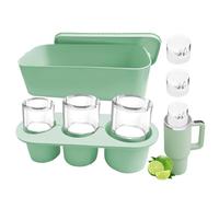 Ice Cube Tray for Stanley Thermal Mug, 3 Compartments Silicone Ice Cube Tray with Lid, BPA-Free, Healthy Ice Cube Tray for 40 oz Cups (Green)