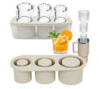 Ice Cube Tray for Tumbler Cup 40 Oz Stanley Cup Silicone Ice Cube Moulds 3Pcs Cylinder Ice Mold Easy Fill & Release Ice Maker with Lid & Bin, for Whiskey Cocktails Coffee Drinks (Off White)