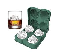 Ice Cube Tray, HANCELANT 2.5inch Ice Cube Molds, 2 Cavity Silicone Rose & 2 Diamond Ice Ball Maker, Easy Release Large Ice Cube Form for Chilling Cocktails, Whiskey, Bourbon & Homemade Juice (Green)