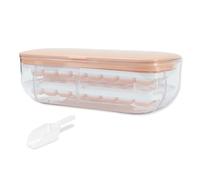 Ice Cube Tray, Ice Cube Moulds with Lid, Ice Tray with Storage Bin - Making 64 pcs Ice Cubes, Easy Press to Release Ice - 2 Trays 1 Ice Bucket & Scoop for Freezer, Cocktail, Whiskey, Coffee (Pink)