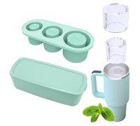 Ice Cube Tray Molds Silicone Ice Cube Maker Making 3 Ring Ice Cube Compatible for Stanley Cups for Drinks Coffee Cocktails (Green)