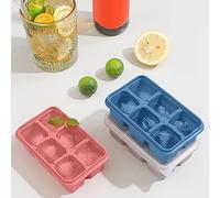 Ice Cube Tray Retro Making Household Silicone Ice Lattice with Lid Refrigerator Internet Small 3pcs (Blue, One Size)