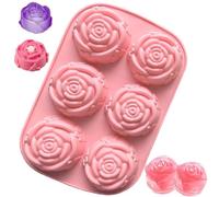 Ice Cube Tray Rose Ice Cube Mold, 6 Cavity 3D Flower Shaped Ice Cube Freezer Molds, Easy Release Silicone Ice Cube Maker for Chilling Whiskey Cocktails Drinks Candy Chocolate