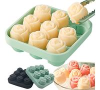 Ice Cube Tray Silicone 3D Rose Ice Mold, Ice Cube Molds for Freezer with Lid and Funnel, Easy Release Silicone Mold 9 Rose Flower Shaped Ice Cubes, Suitable for Whiskey Cocktails and Fruit Drinks
