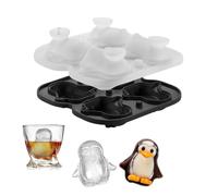 Ice Cube Tray,Small Penguin Ice Cube Mould Silicone 4 Grids 3D Novelty Cute Penguins Ice Cube Molds with Lid for Gin Glasses Whiskey Scotch Cocktail Liqueur Glasses Black