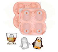 Ice Cube Tray,Small Penguin Ice Cube Mould Silicone 4 Grids 3D Novelty Cute Penguins Ice Cube Molds with Lid for Gin Glasses Whiskey Scotch Cocktail Liqueur Glasses Silicone